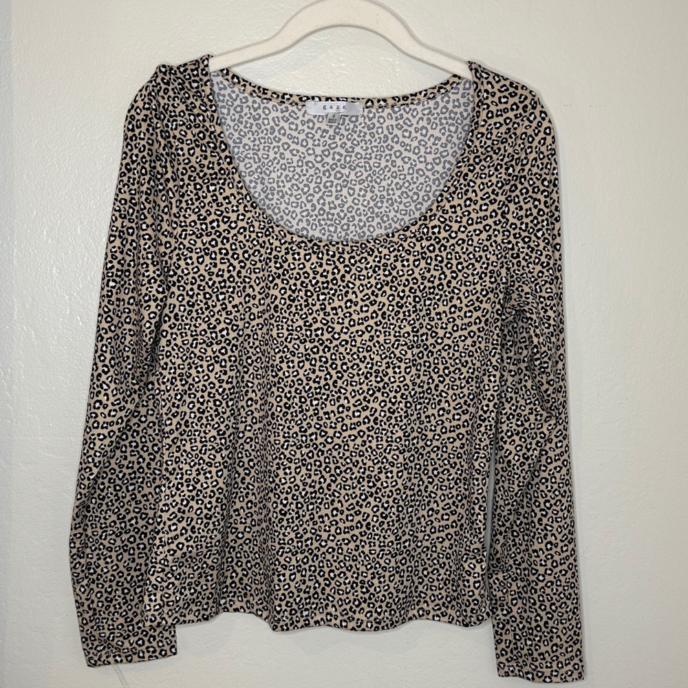 Gaze Leopard Long Sleeve Cream Shirt